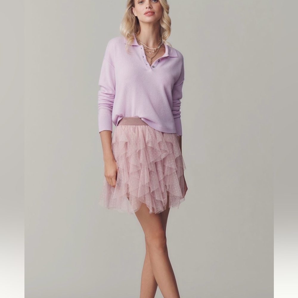 Anthropologie NWT// Pink tulle ruffle mini skirt // Retail $79.95 // XS